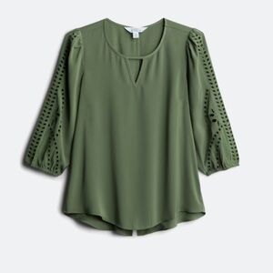 41 Hawthorn Sage Green Blouse with Cut-Out Sleeves